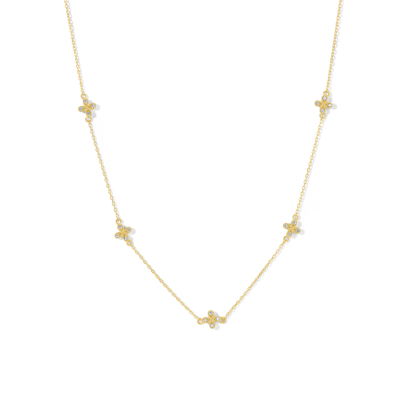 Square Halo Cross Necklace